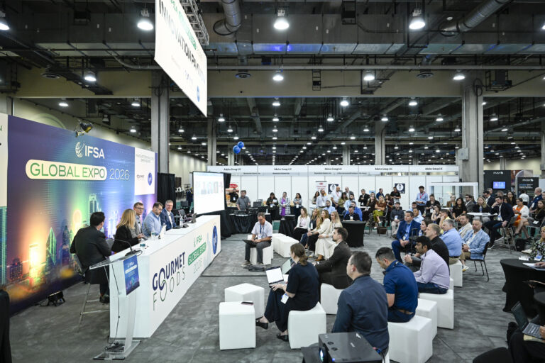 The "Turning Data into Dinner: How AI is Transforming Airline Catering" panel at the 2026 IFSA Global EXPO. All photos via Caught in the Moment Photography